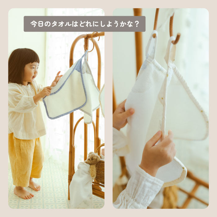 ループ付きタオル 28cm 正方形 紐付き ハンドタオル 子供用 大人用 花柄 星柄 ギフトにおすすめ