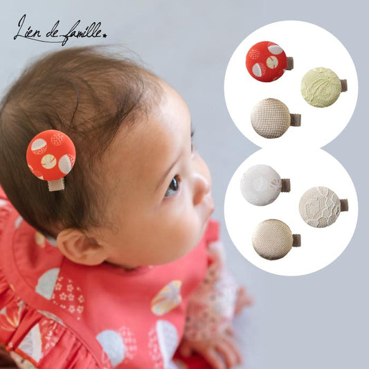 TEMARI くるみヘアクリップ 3個セット 七五三・お祝いに 日本製 和風髪飾り