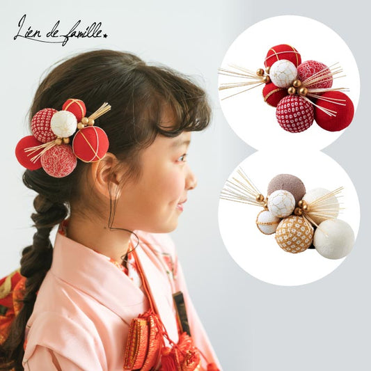 TEMARI 髪飾り 七五三 ヘッドドレス 手毬モチーフ 豪華 和風 日本製 京都 西陣