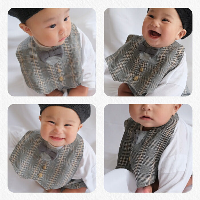 ベビー服 男の子 フォーマル 2点セット ベスト風スタイ ブルマ 重ね着風 スーツ風 お食い初め ネクタイ リボン おめかし よだれかけ お着替え簡単 紳士風 お宮参り 百日祝い ハーフバースデー 誕生日 結婚式 記念撮影 出産祝い ギフト 赤ちゃん プレゼント 【選べる特典付】