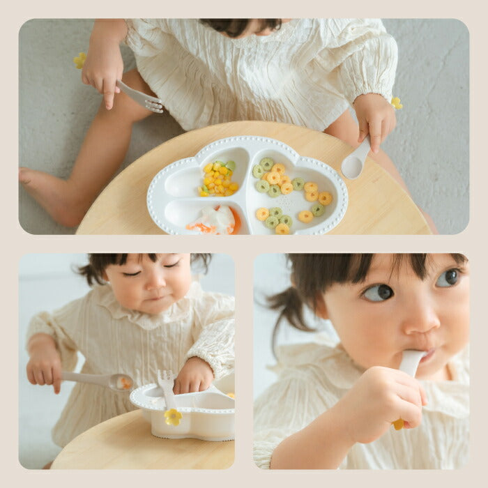 【保育士監修】日本製 子供用カトラリーセット2点 お花柄がかわいい！抗菌・食洗機対応で安心 出産祝いに◎