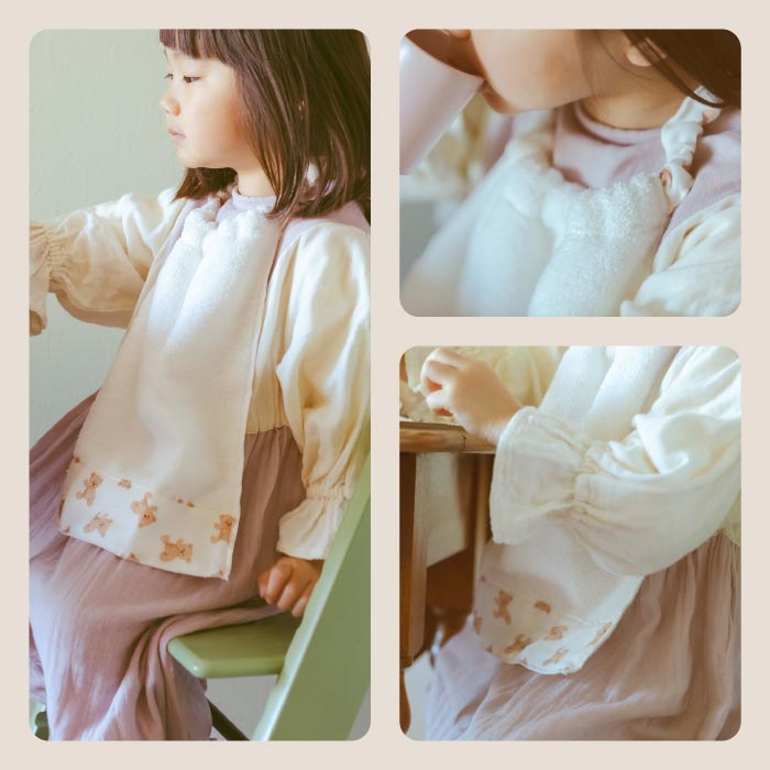 おりこうタオルエプロン 3WAY スタイ 園指定サイズ ガーゼ素材 男の子 女の子 入園準備 ギフト