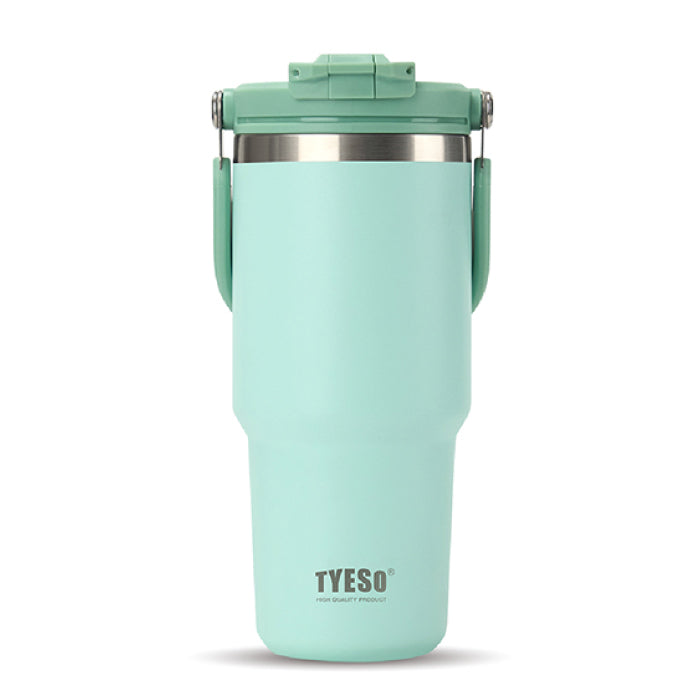 TYESO ポータブルタンブラー 750ml 蓋付き 2WAY 直飲み ストロー対応 ステンレス 保温保冷 おしゃれ 大容量 真空断熱 水筒 マグボトル スリム 漏れない 車載OK ハンドル付き 持ち運び コーヒー アウトドア 通勤 通学 オフィス プレゼント 新生活