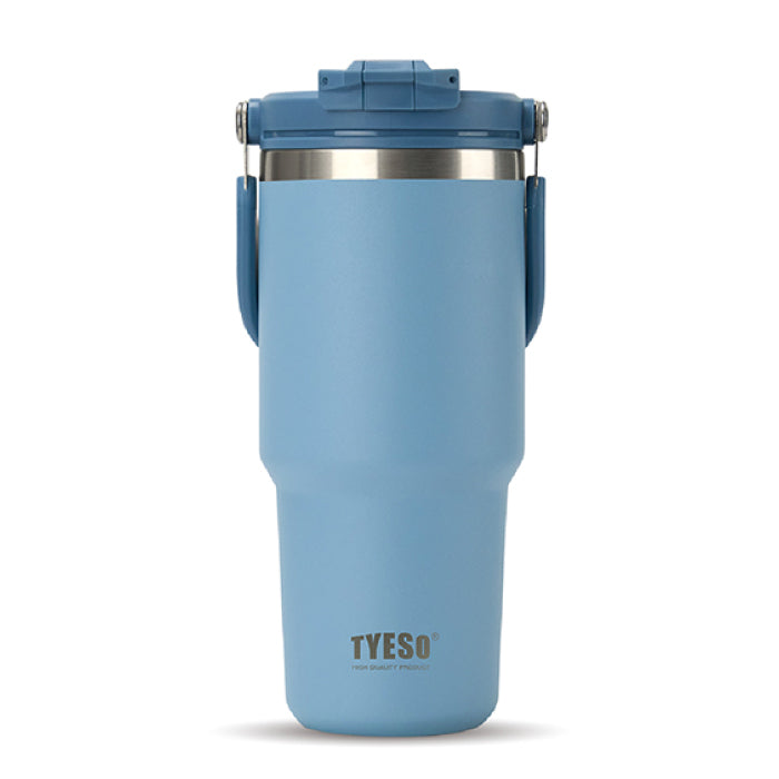 TYESO ポータブルタンブラー 750ml 蓋付き 2WAY 直飲み ストロー対応 ステンレス 保温保冷 おしゃれ 大容量 真空断熱 水筒 マグボトル スリム 漏れない 車載OK ハンドル付き 持ち運び コーヒー アウトドア 通勤 通学 オフィス プレゼント 新生活