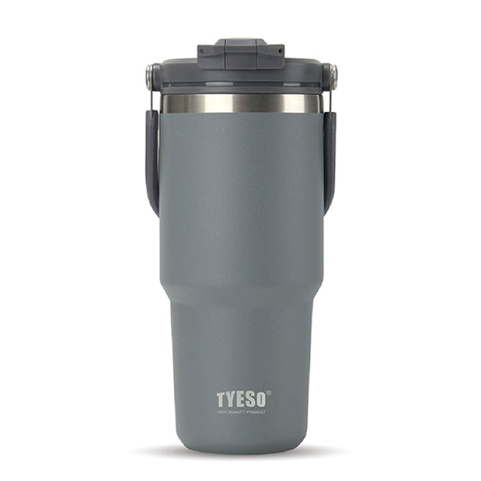 TYESO ポータブルタンブラー 750ml 蓋付き 2WAY 直飲み ストロー対応 ステンレス 保温保冷 おしゃれ 大容量 真空断熱 水筒 マグボトル スリム 漏れない 車載OK ハンドル付き 持ち運び コーヒー アウトドア 通勤 通学 オフィス プレゼント 新生活