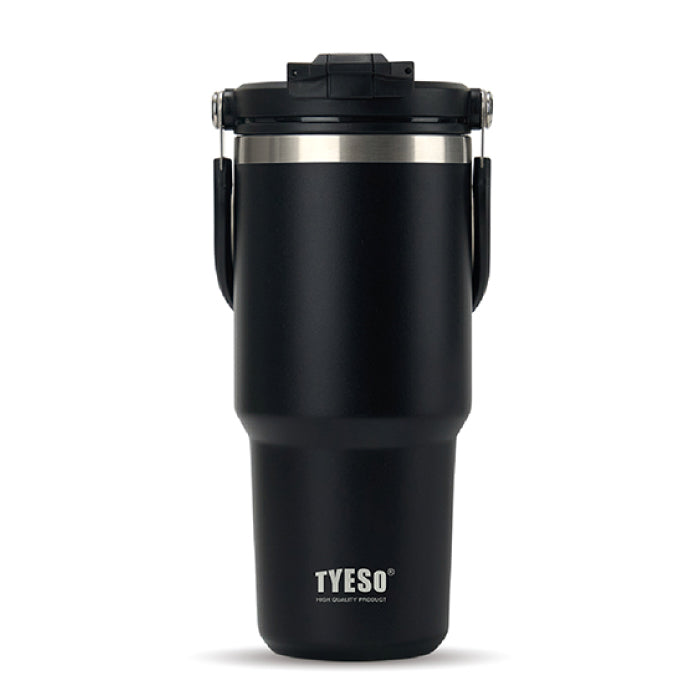 TYESO ポータブルタンブラー 750ml 蓋付き 2WAY 直飲み ストロー対応 ステンレス 保温保冷 おしゃれ 大容量 真空断熱 水筒 マグボトル スリム 漏れない 車載OK ハンドル付き 持ち運び コーヒー アウトドア 通勤 通学 オフィス プレゼント 新生活