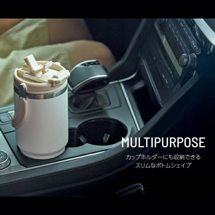 TYESO ポータブルタンブラー 750ml 蓋付き 2WAY 直飲み ストロー対応 ステンレス 保温保冷 おしゃれ 大容量 真空断熱 水筒 マグボトル スリム 漏れない 車載OK ハンドル付き 持ち運び コーヒー アウトドア 通勤 通学 オフィス プレゼント 新生活
