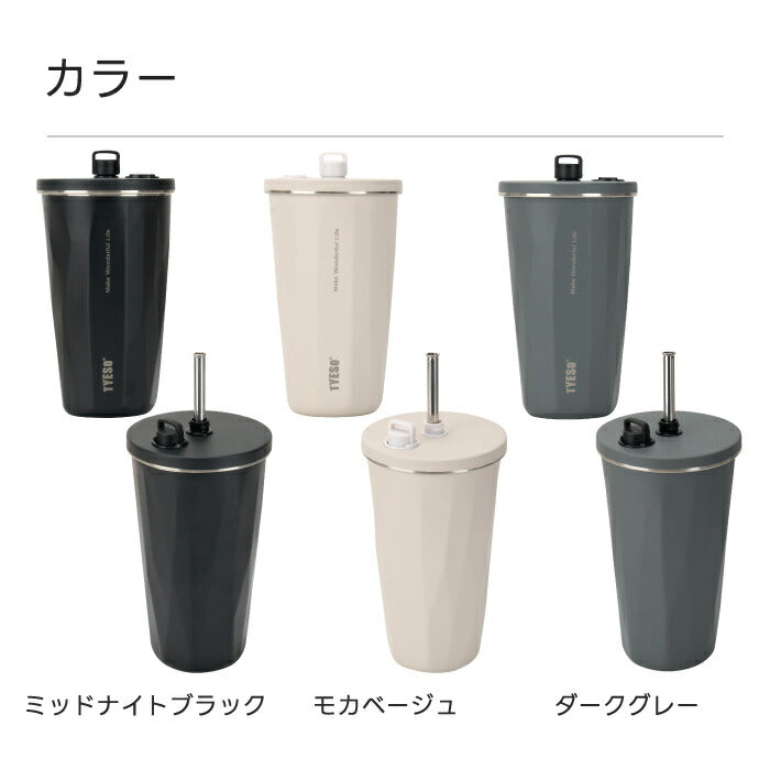 TYESO ストロータンブラー 600ml 蓋付き ステンレス 保温保冷 おしゃれ 大容量 真空断熱 マイボトル コップ型 直飲み 水筒 マグボトル ポップアップ キャップホルダー付き 洗いやすい 持ち運び 漏れにくい オフィス アウトドア スポーツ プレゼント