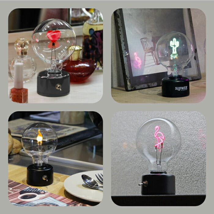 SLOWER LEDバルブライト｜USB＆電池式・レトロ＆韓国風ネオンサイン・おしゃれ照明で空間演出・ギフトにも◎