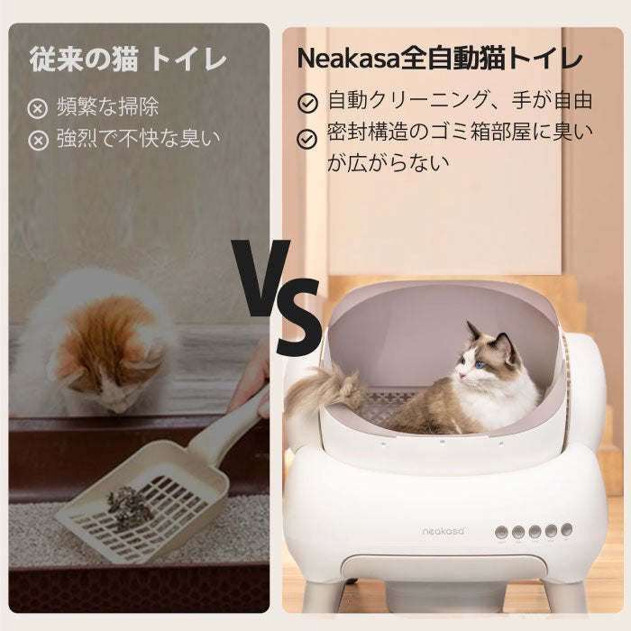 全自動猫トイレ Neakasa M1 Plus 猫用トイレ 大型 掃除不要 屋根なし オープン型 10kg対応 多頭飼い ゴミ袋付き 密封 消臭 ゴミ箱 アプリ 遠隔操作 スマホ連動 安全センサー 2週間放置 静音 5分間自動清掃 お留守番対策 猫 新生活 ギフト プレゼント
