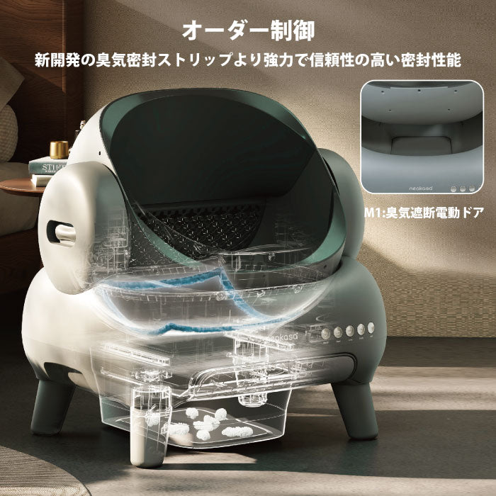 全自動猫トイレ Neakasa M1 Plus 猫用トイレ 大型 掃除不要 屋根なし オープン型 10kg対応 多頭飼い ゴミ袋付き 密封 消臭 ゴミ箱 アプリ 遠隔操作 スマホ連動 安全センサー 2週間放置 静音 5分間自動清掃 お留守番対策 猫 新生活 ギフト プレゼント