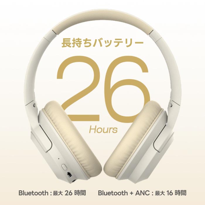 Bluetooth5.3対応 ワイヤレスヘッドフォン 高音質 ノイズキャンセリング 軽量 折りたたみ式 通話対応