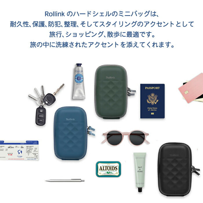 トラベルミニバッグ スマホショルダー ハードシェル 旅行 軽量 ミニショルダーバッグ パスポートケース 斜めがけ ポーチ メンズ レディース スマホポーチ 貴重品入れ サブバッグ 丈夫 型崩れしない おしゃれ ポシェット ストラップ 防水 収納 ケース ギフト 【選べる特典付】