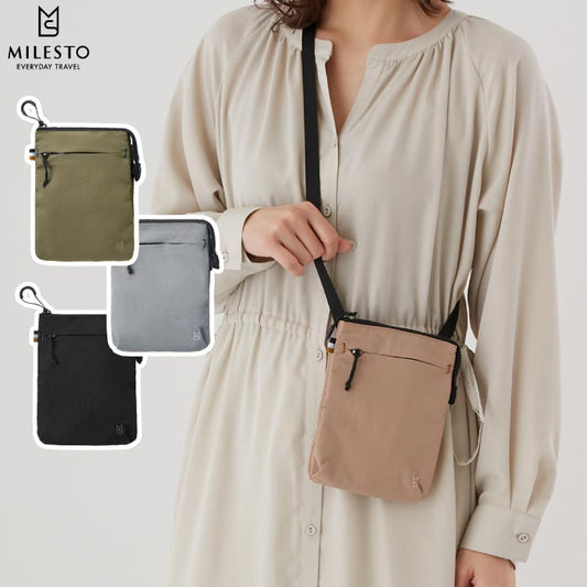 MILESTO TROT 撥水サコッシュ 薄型軽量2WAY式 スマホ収納OK 旅行に便利でおしゃれ