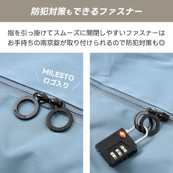 MILESTO ポケッタブルボストンバッグ 45L 大容量 撥水 軽量 折りたたみ 旅行 出張 スポーツ アウトドア 機内持込可 2WAY 手持ち肩掛け キャリーオン対応 メンズ レディース おしゃれ ギフト