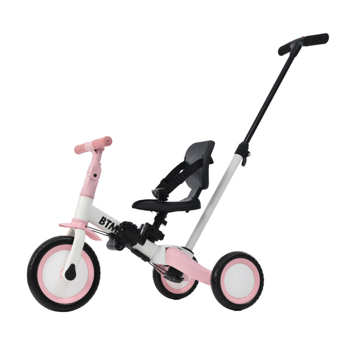 三輪車 かじとり 押し棒付き 折りたたみ 4WAY 子供用三輪車 乗用玩具  手押し ランニングバイク キックバイク キッズバイク サドル 足けり ペダル付き コントロールバー 舵取り 1歳 2歳 3歳 幼児 自転車 おしゃれ コンパクト 軽量 男の子 女の子 誕生日 プレゼント ギフト