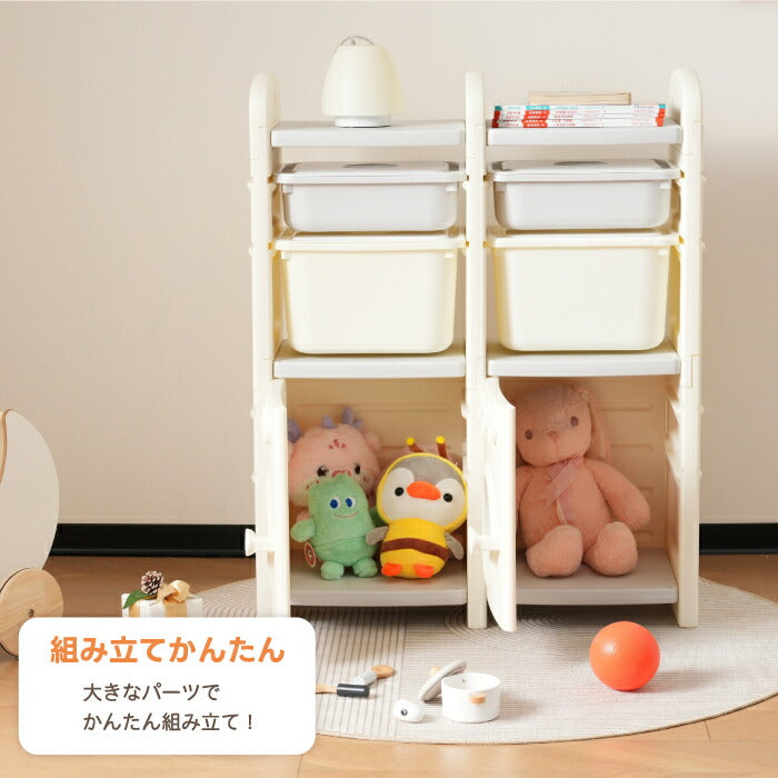 ままごとキッチン付きおもちゃ収納棚 大容量2タイプ 組立簡単キッズ家具