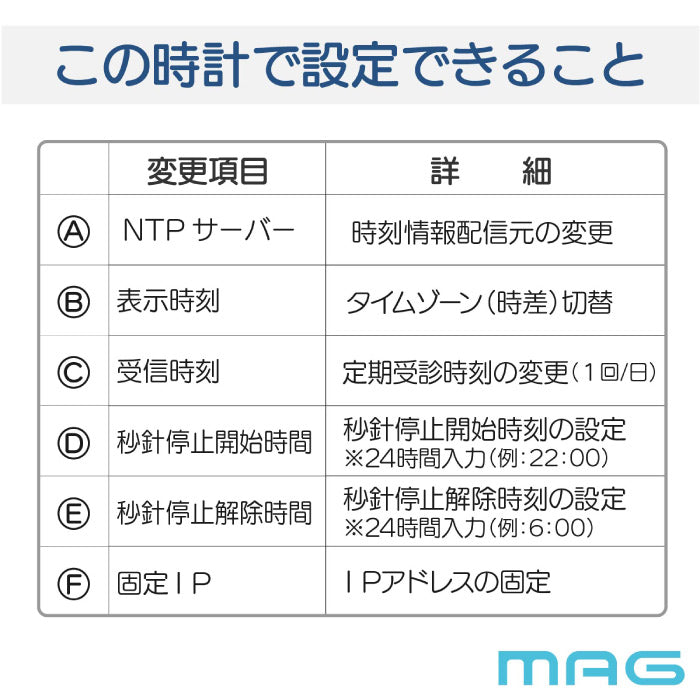 掛け時計 Wi-Fi 無線LAN 大型 50cm ネット時刻同期 電波時計が届かない場所に NTPサーバ指定可 正確 自動時刻修正 壁掛け時計 500mm 420mm 327mm アナログ時計 秒針停止 ステップ秒針 電池 見やすい オフィス 事務所 工場 病院 施設 学校 MAG 新生活