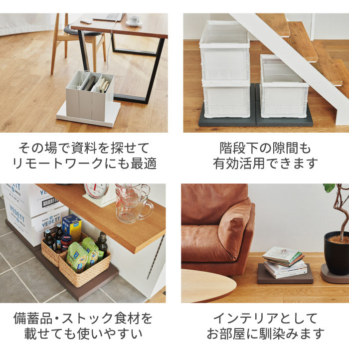 tidy キャスター付きトレイ プラットフォーム 日本製 おしゃれ らくらく移動 耐荷重40kg フラット台車 鉢皿 収納台車 移動トレイ 隙間収納用 荷台 物置き 観葉植物 飲料水用 可動式 プランター 便利 リビング オフィス 玄関 インテリア ティディ