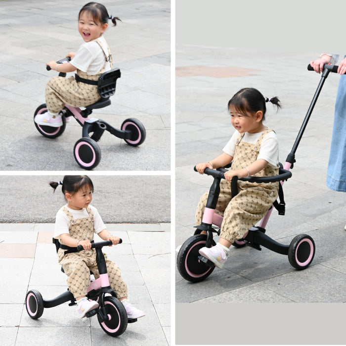 三輪車 5in1 押し棒付き かじとり キックバイク 自転車 安全ガード EVAタイヤ サドル調節 軽量 足けりバイク 1歳 5歳 誕生日 ギフト 入園祝い