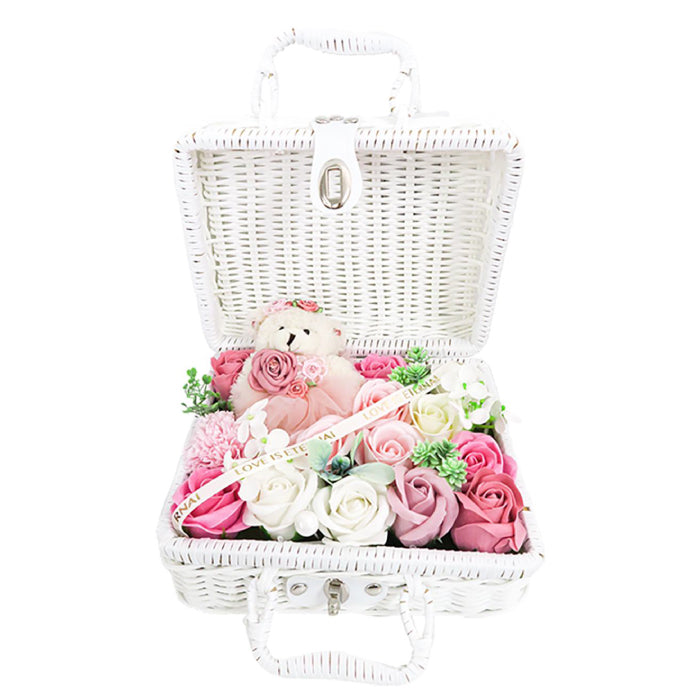 入浴剤 ギフト 花 バスフレグランス フラワーピクニックバッグ ソープフラワー かわいい 花ギフト 誕生日プレゼント 女性 母の日 退職 お礼 送別 プチギフト おしゃれ 芳香剤 ルームフレグランス 枯れない花 インテリア バスペタル 24cm バラ風呂