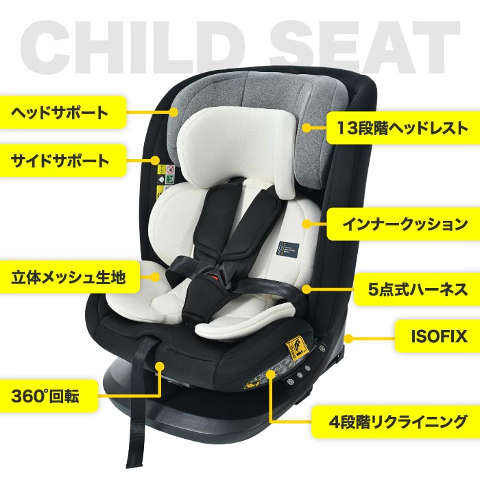チャイルドシート 新生児〜12歳｜360度回転・ISOFIX・洗える・安全設計