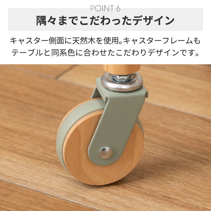 サイドテーブル キャスター付き Sylph シルフ 天然木 パイン おしゃれ 木目 ナチュラル スチール製 円型 便利 収納付き ナイトテーブル ソファ横 小物収納 移動式 リビング ダイニング 寝室 テレワーク用 簡単組立 北欧風 新生活 一人暮らし 家具