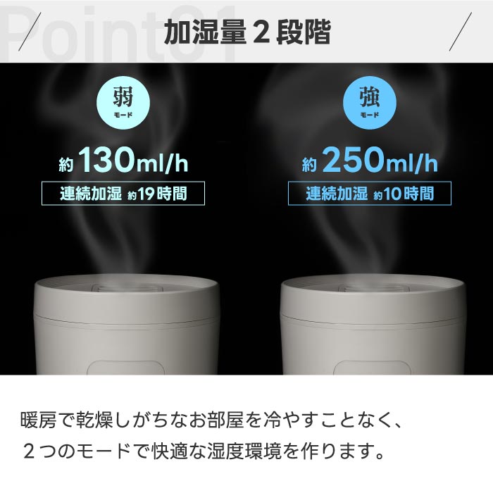 加湿器 おしゃれ大容量 スチーム式 2.5L 上部給水 STEAMS QUADS マグネットプラグ チャイルドロック 安全 乾燥対策 うるおい インテリア リビング 寝室 冬家電