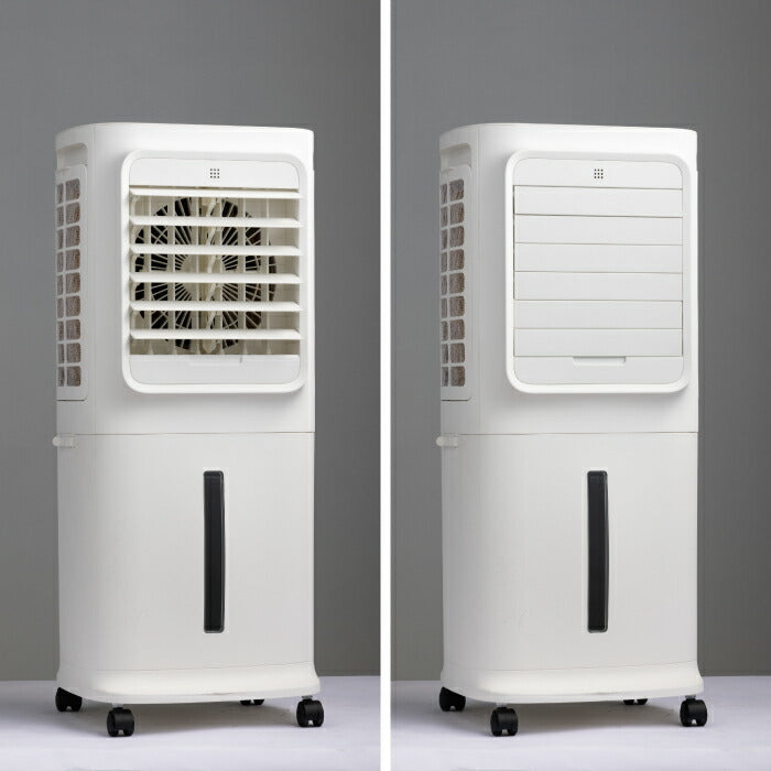 QUADS 冷風扇 上部給水式・大容量10L 気化式送風機 リモコン付 静音・省エネ スリム設計 キャスター付 夏物家電