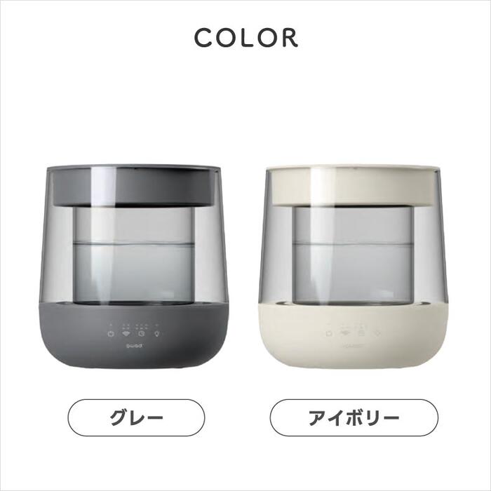 スチーム加湿器 上部給水 大容量1.8L ガラス スチーム式加湿器 おしゃれ QUADS 沸騰式加湿器 透明 静音 高加湿 加熱式 上から給水 安全機能付き LEDライト チャイルドロック付き うるおい 乾燥対策 インテリア 便利 簡単 リビング オフィス