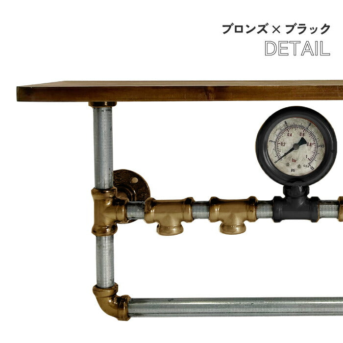 壁掛け棚 ウォールラック 壁掛けラック スチームパンク Steampunk おしゃれ 3段 ウォールシェルフ 取付ビス付 ウッドラック アンティーク レトロ インダストリアル 飾り棚 配管風 フック付き アンカー付き インテリア 玄関 リビング 新築祝い ギフト
