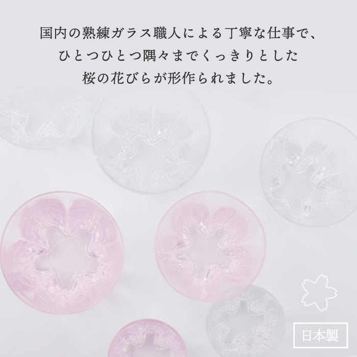 さくらさく ロックグラス 日本製 江戸硝子 おしゃれ 桜色 桐箱入り 260ml 結露で桜が咲くグラス コップ ガラス 酒器 日本酒 ウイスキー 焼酎 木箱  引き出物 結婚祝い お祝い 父の日 食器 プレゼント ギフト 記念日 退職祝い 新生活