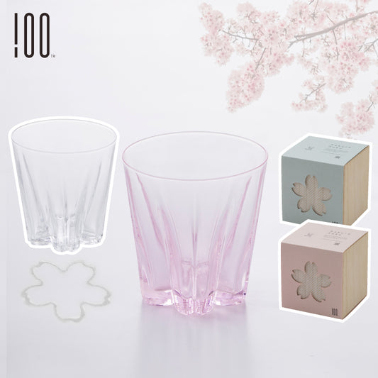 さくらさく ロックグラス 日本製 江戸硝子 おしゃれ 桜色 桐箱入り 260ml 結露で桜が咲くグラス コップ ガラス 酒器 日本酒 ウイスキー 焼酎 木箱  引き出物 結婚祝い お祝い 父の日 食器 プレゼント ギフト 記念日 退職祝い 新生活