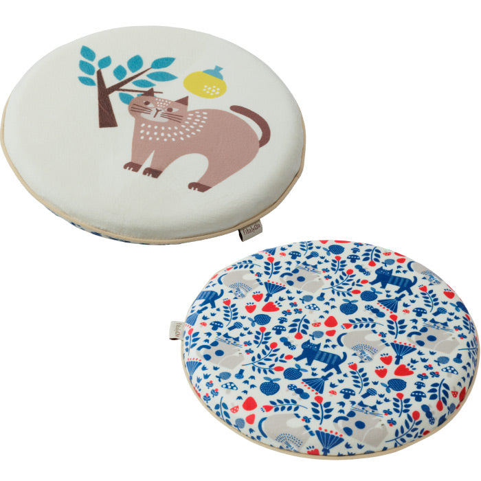 シートクッション 椅子用 低反発 クッション 厚手 4cm 丸型 座布団 35cm ひも付き fikalycka 猫 おしゃれ かわいい 北欧 子供 学習椅子 フロアクッション お尻が痛くない 体圧分散 冷え対策 リバーシブル ダイニング 在宅ワーク デスクワーク 新生活
