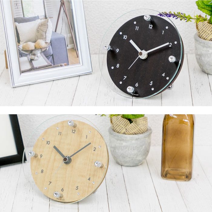 MAG ティアモント 置き掛け兼用時計 アナログ 静音 木目調 ラインストーン付 おしゃれ