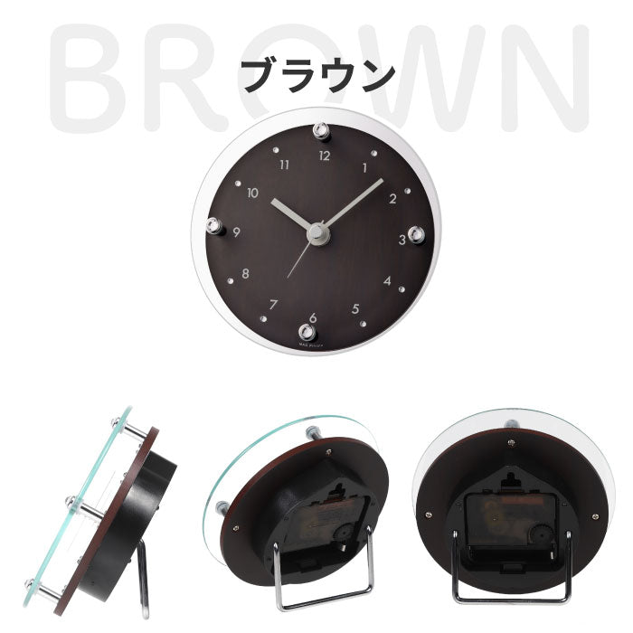 MAG ティアモント 置き掛け兼用時計 アナログ 静音 木目調 ラインストーン付 おしゃれ