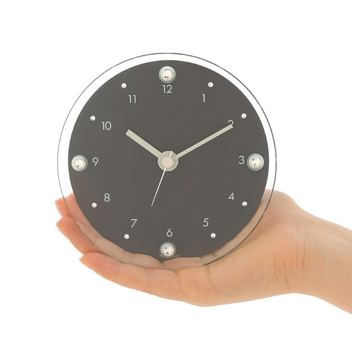 MAG ティアモント 置き掛け兼用時計 アナログ 静音 木目調 ラインストーン付 おしゃれ