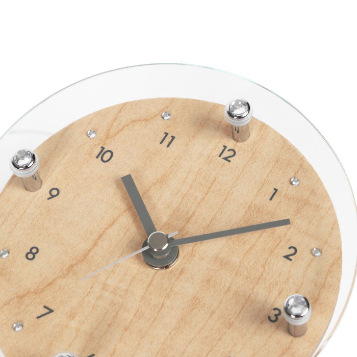 MAG ティアモント 置き掛け兼用時計 アナログ 静音 木目調 ラインストーン付 おしゃれ