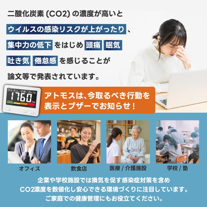 CO2濃度測定器 デジタル電波時計 温湿度計 大画面 カレンダー CO2センサー クロック スタンド 置掛両用 壁掛け時計 感染症対策 換気 熱中症対策 店舗 学校 オフィス