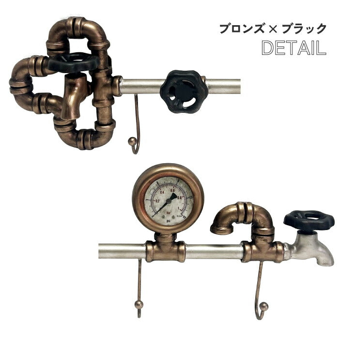 ウォールフック 壁掛けフック スチームパンク Steampunk 3連 おしゃれ アンティーク レトロ 帽子掛け ベルト掛け 壁面収納 見せる収納 コートフック 玄関 リビング 趣味 店舗什器 ディスプレイ ウォール 3フック インテリア ギフト プレゼント 新生活