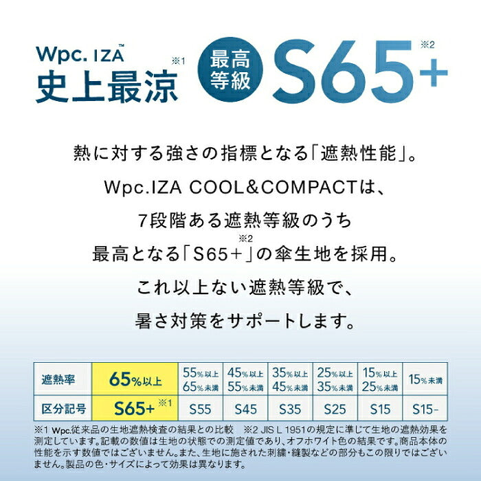 Wpc. IZA 日傘 折りたたみ 完全遮光 遮光率100% UVカット UV遮蔽率100% 高遮熱 晴雨兼用 クール 軽量 コンパクト 折りたたみ傘 メンズ レディース 男女兼用 紫外線対策 熱中症対策 親骨53cm 6本骨 暑さ対策 シミ予防 雨傘 ビジネス 通勤 通学 母の日 父の日 ギフト