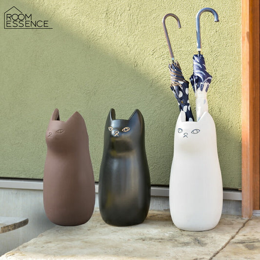 猫の傘立て 陶器製アンブレラスタンド 花器にもなるおしゃれ雑貨
