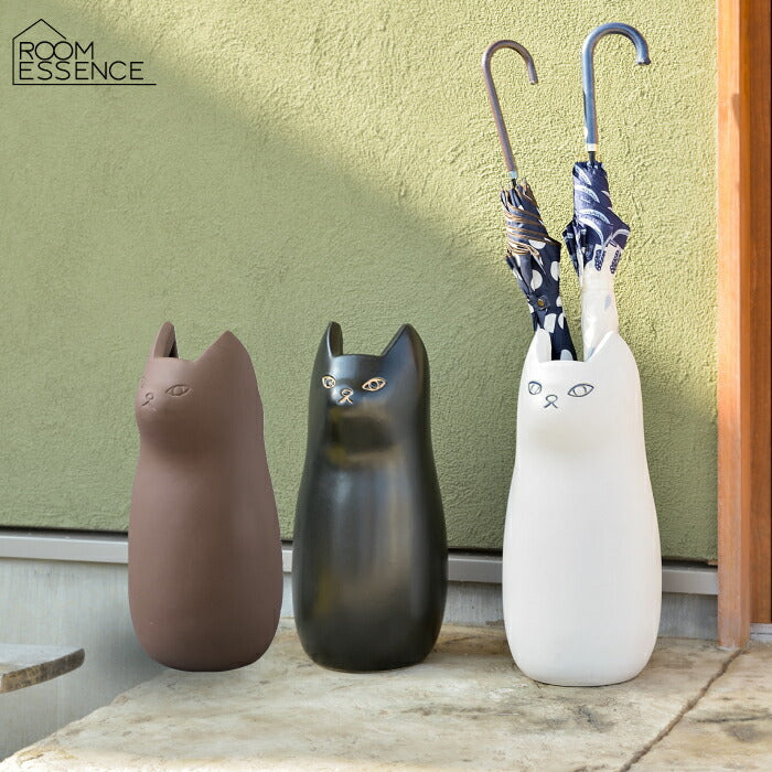 猫の傘立て 陶器製アンブレラスタンド 花器にもなるおしゃれ雑貨