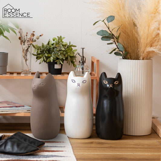 猫デザイン傘立て ミニ陶器製 アンブレラスタンド 花器にも◎